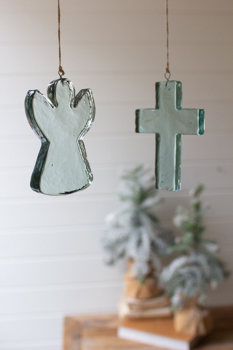 GLASS CROSS SUN CATCHER ORNAMENT