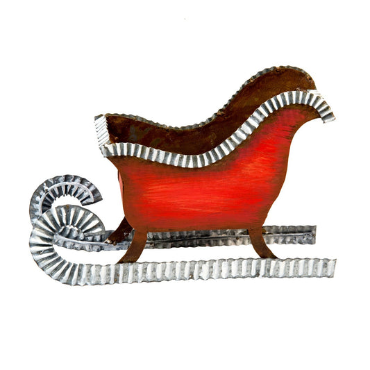 GALVANIZED RED CANDY CANE SLEIGH