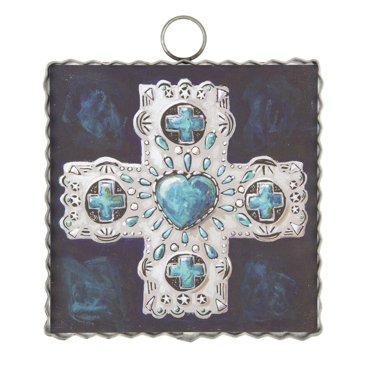 Mini Turquoise Cross Print