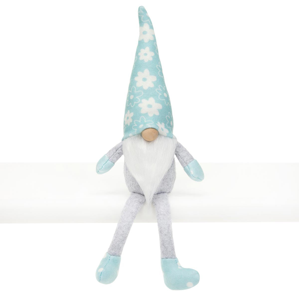 BLUE MEADOW GNOME WITH WIRED FLOWER HAT