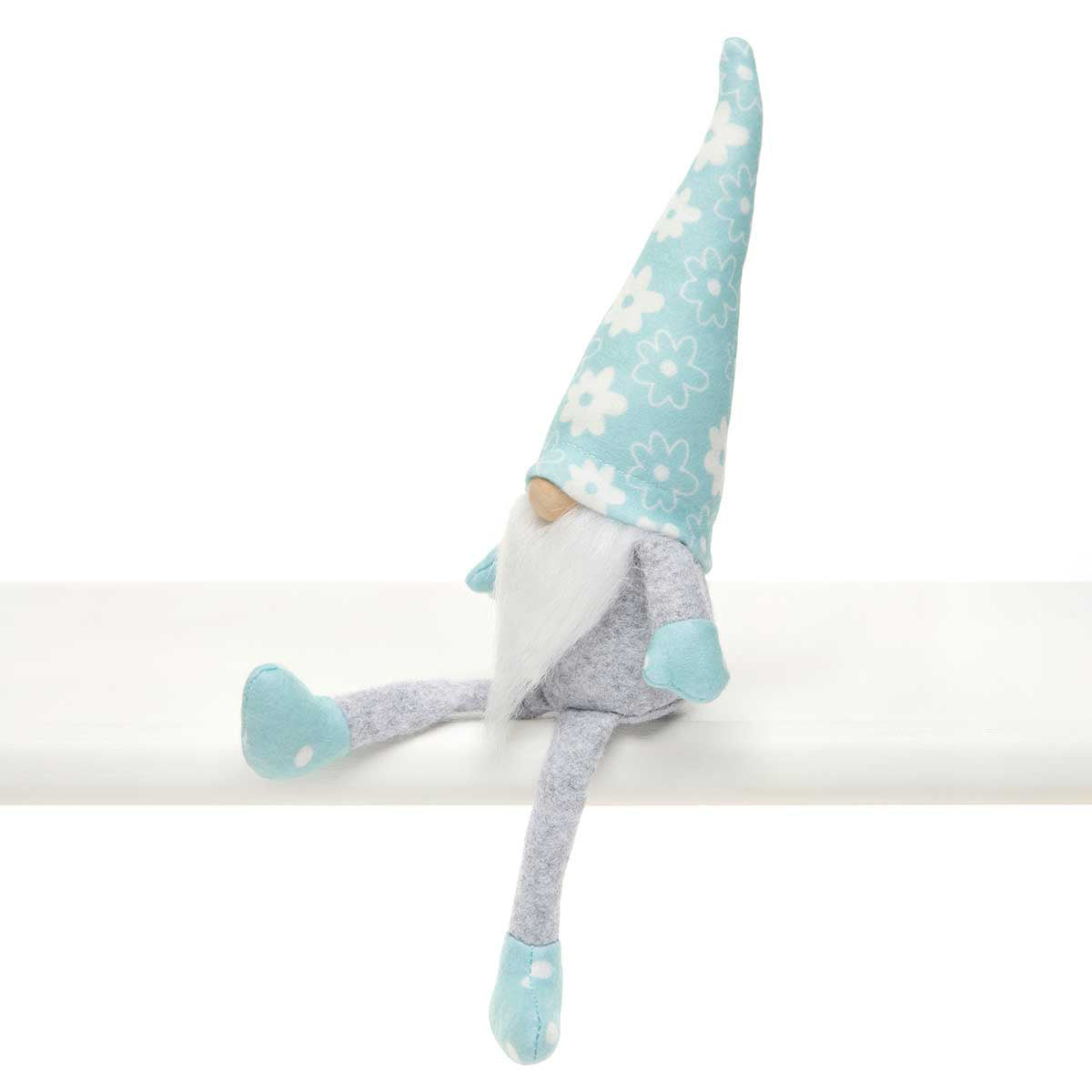 BLUE MEADOW GNOME WITH WIRED FLOWER HAT