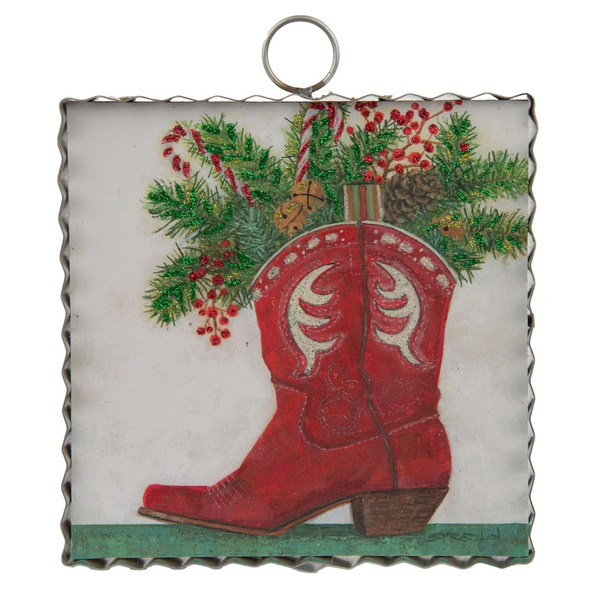 Mini Retro Cowboy Boot Print