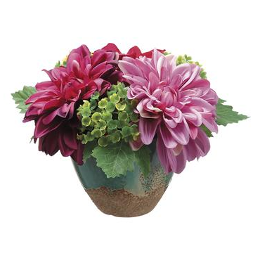 Faux 6.5" Dahlia in Ceramic Vase