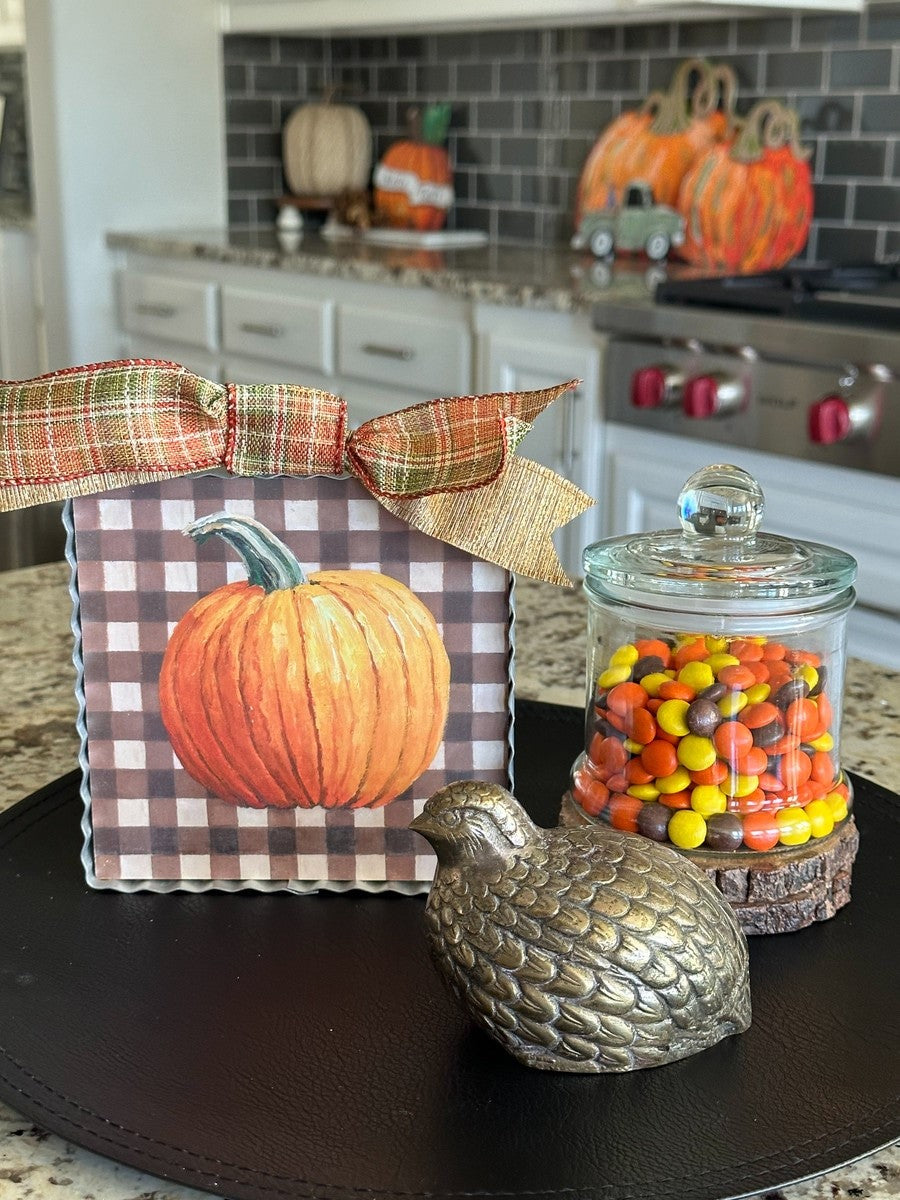 Mini Pumpkin On Checks Print