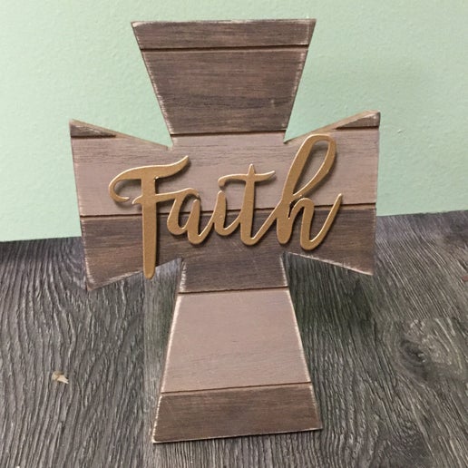 Wooden "Faith" Cross