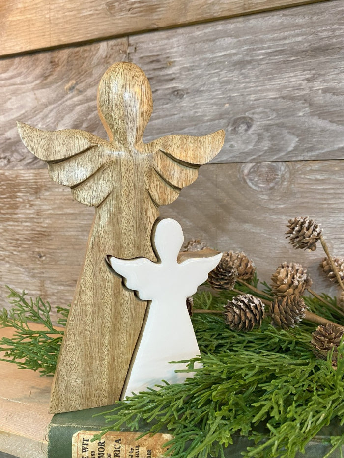 3D Wooden Angel with an enamel Cutout